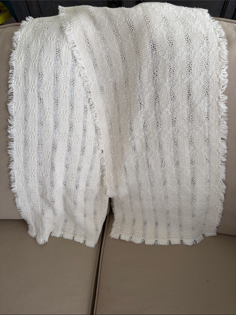 Vintage Off White Table Runner 12x58